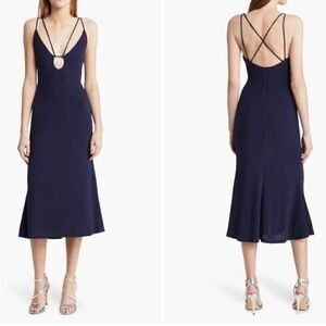 chinese dress ladies Misha Vegan Leather Guipure Midi Dress main image 0
